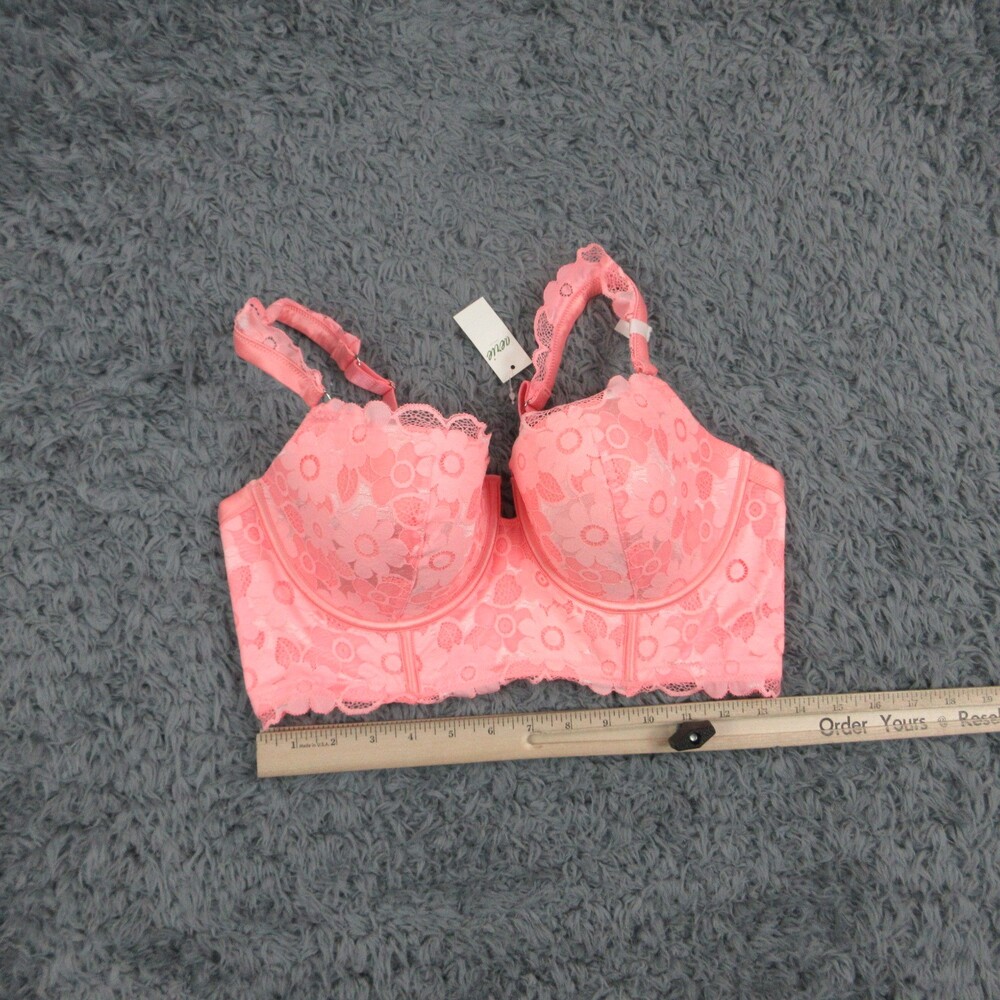 Aerie Longline Bra Womens 36D Pink Floral Lace Underwire Padded Lined NWT